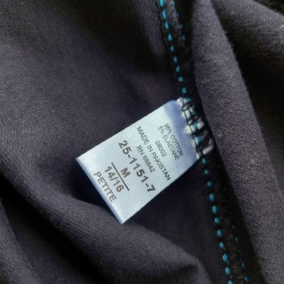 Woman Within Black Cropped Athletic Pants w/Aqua Stripe 14/16 PETITE NWOT - Picture 3 of 7